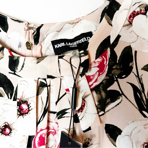 NWT SZ XS Karl Lagerfeld Bloom Floral Long Sleeve Shirt Stretch - Picture 3 of 7